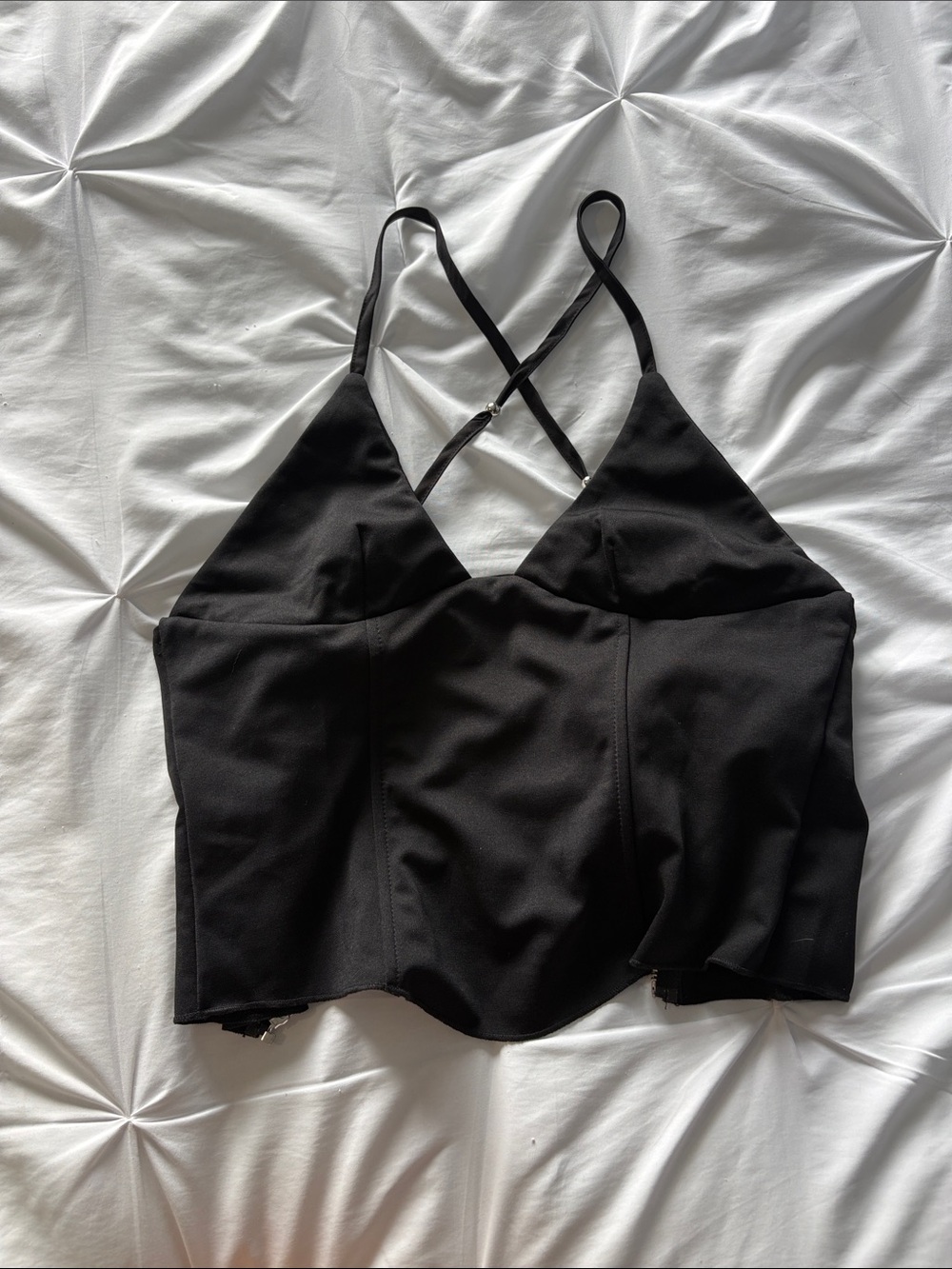 Women's Black Cross-Back Crop Top